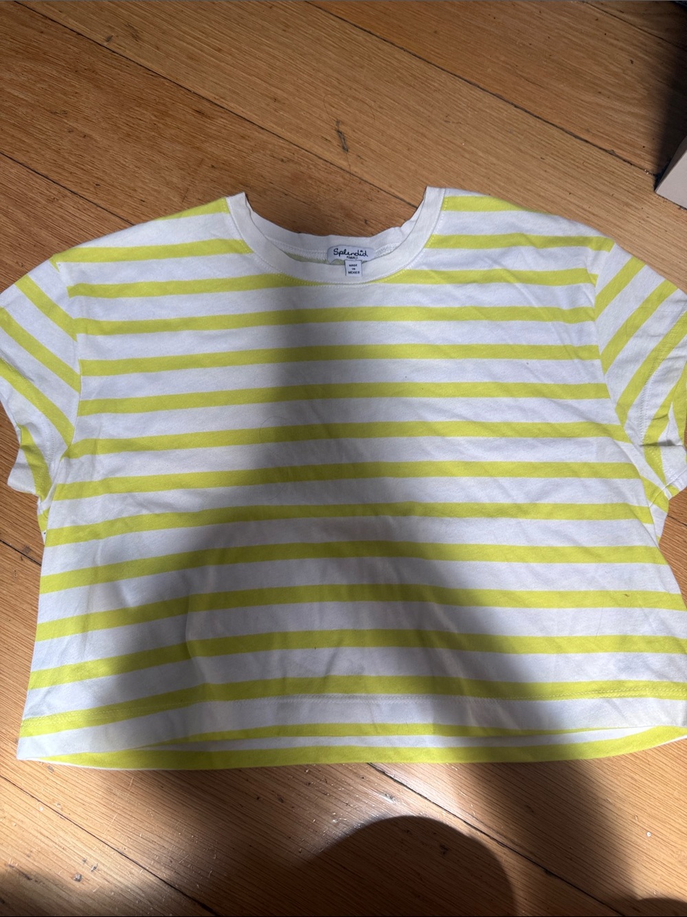 Splendid Yellow & White Striped Short Sleeve Tee